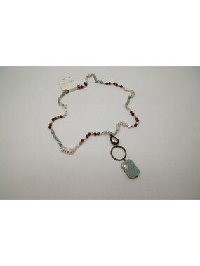 NWT Dylan Jewelry Penny Necklace Natural Stone Beaded Charm Pendant Coastal Boho